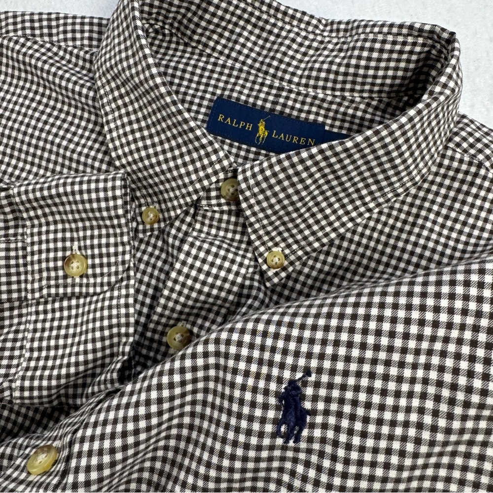 Ralph Lauren Men’s XL Brown White Flannel Shirt Classic Fit‎